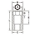 差込角3/8インチ ディープソケット 1/2インチ12角 J5016の図面を表示する