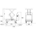 ダンディリフト 350kg 電動油圧式リフト台車 ML350WD-UD（電動走行あり） 寸法図を表示する