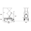 ダンディリフト 100kg Wシザー電動リニア台車 PLM-100W 寸法図を表示する