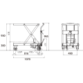 ダンディリフト スチール製 500kg リフト台車 UDA-500 寸法図を表示する