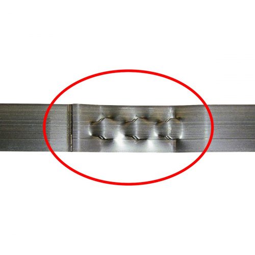 帯鉄用手動式シールレス結束機 マイクロロックタイプ A337 帯鉄バンド結束後のイメージ