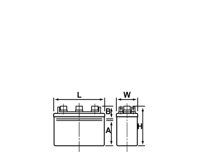 ベント据置鉛蓄電池 外形図