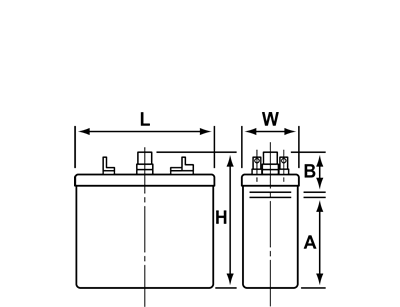 ベント据置鉛蓄電池 外形図