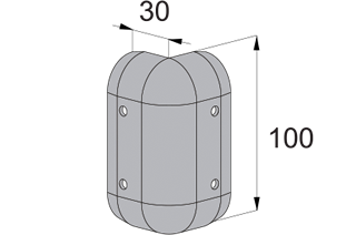 コーナーカバー（フラット用） WPA 100 寸法図